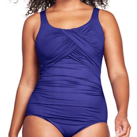 Lands’ End One Piece Carmela Tummy Control Teal Swimsuit Size 18D Slender Suit - Picture 10 of 13